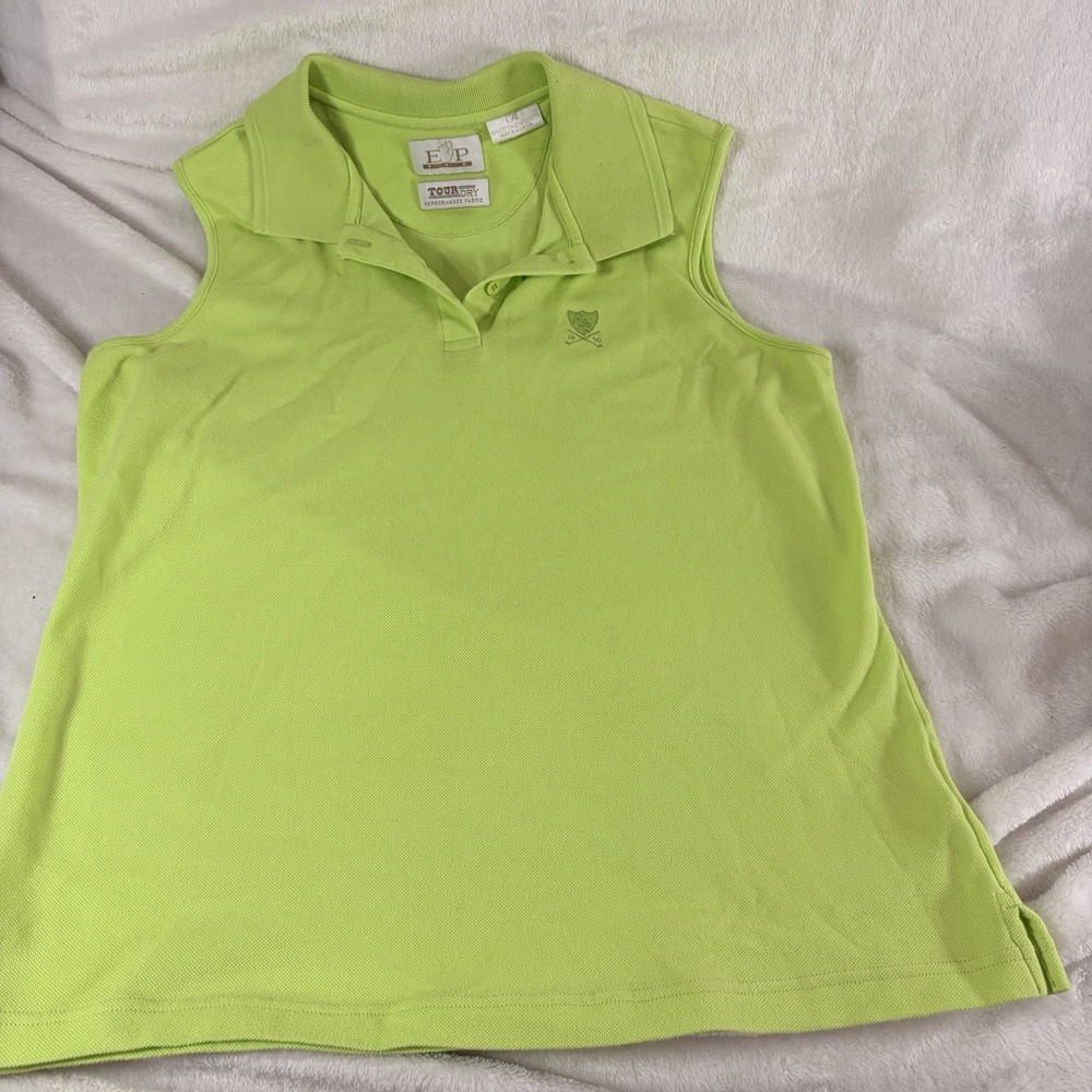 EP Pro Tour Tech Womens Sleeveless Golf Polo‎ Shirt Apple Green Size L Athletic
